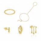 Golden Beads Tassles Silver Earrings Necklace Bracelet Adjustable Ring