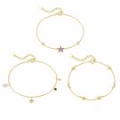 Girl Colorful CZ Star Moon Flower 925 Sterling Silver Bracelet