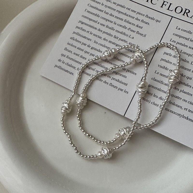 Lady Steamed Shell Pearls 925 Sterling Silver Beads Bracelet