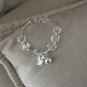 Girl Beautiful Geometry Square Oval White Crystal 925 Sterling Silver Bracelet