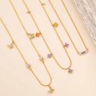 Colorful CZ Four Leaf Clover Flying Butterfly Silver Necklace Bracelet