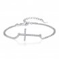 Simple Adjustable Christian Cross CZ 925 Sterling Silver Bracelet