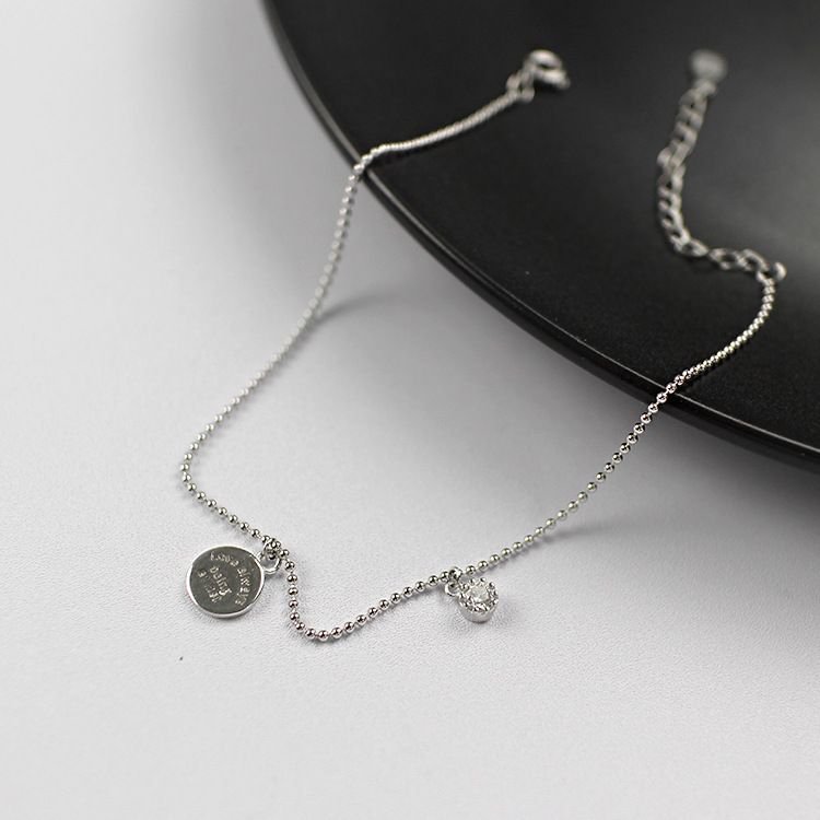Love 925 Sterling Silver Bead White Cubic Zirconia Foot Anklet