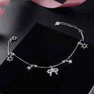Girl Hollow CZ Bowknot Stars 925 Sterling Silver Anklet