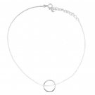 Simple Round Circle Ring 925 Sterling Silver Light Beads Anklet