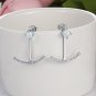 Cubic Zirconia Arc Smile Created Opal 925 Sterling Silver Dangling Earrings