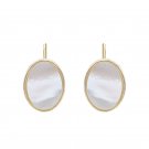 Elegant Oval Mother of Shell 925 Sterling Silver Stud Earrings