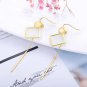 White Cat's Eye 925 Sterling Silver Dangling Hook Gold Earrings