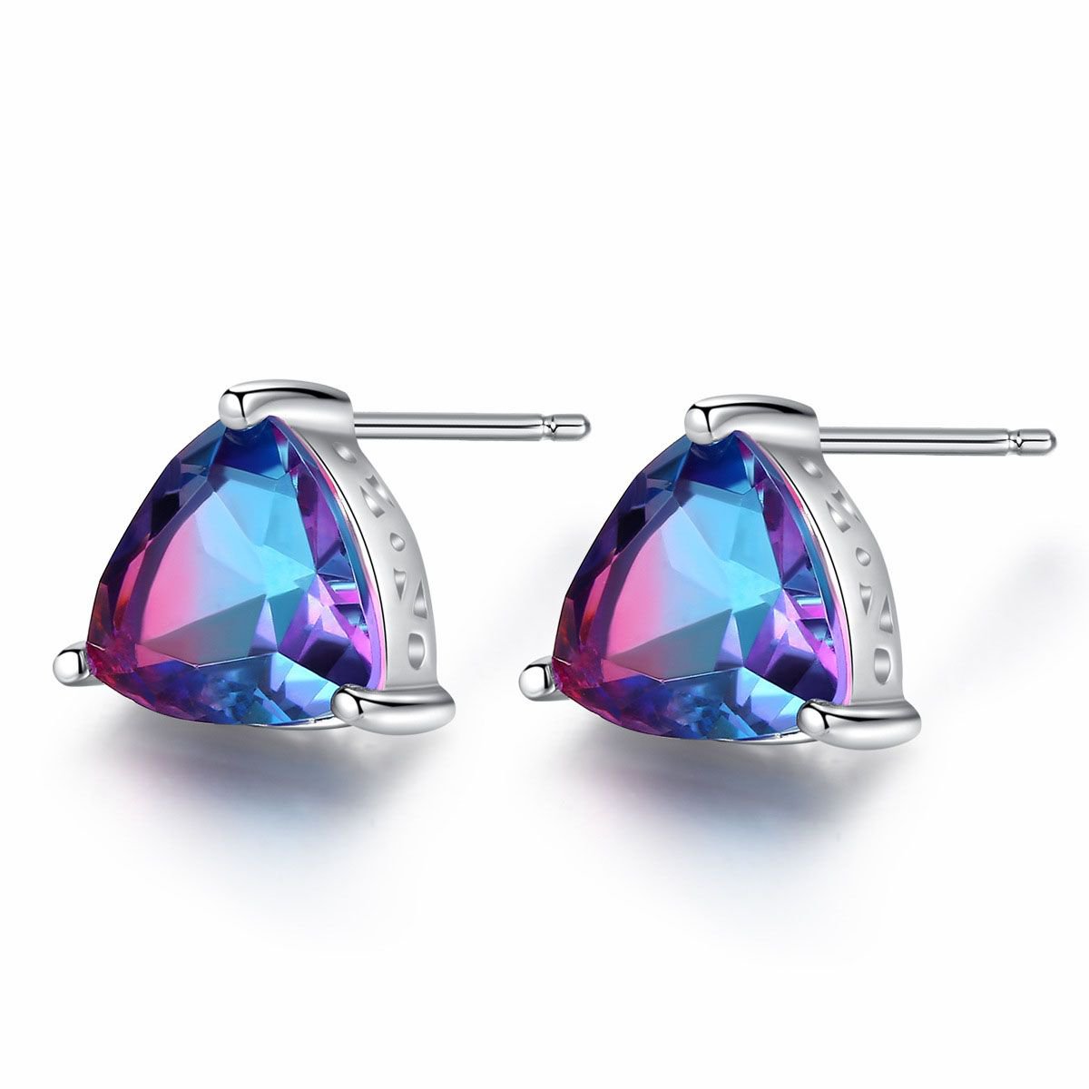 Created Nano Russian Emerald 925 Sterling Silver Stud Earrings
