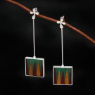 Aventurine Red Agate Tiger Eye 925 Silver Dangling Earrings