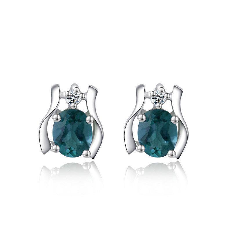 Blue Natural Sapphire 925 Sterling Silver Stud Earrings