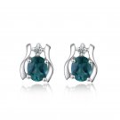 Blue Natural Sapphire 925 Sterling Silver Stud Earrings