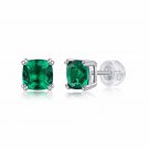 Elegant Created Emerald Radiant 925 Sterling Silver Stud Earrings Elegant Created Emerald Radiant 925 Sterling Silver Stud Earrings