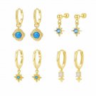 Eleagant Blue Natural Opal Stars 925 Sterling Silver Dangling Earrings