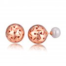 White Shell Pearl Rose Gold 925 Sterling Silver Stud Earrings