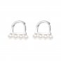 Shell Pearl D Shape 925 Sterling Silver Hoop Earrings