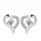 Girl Cubic Zirconia Hollow Heart Love 925 Sterling Silver Stud Earrings