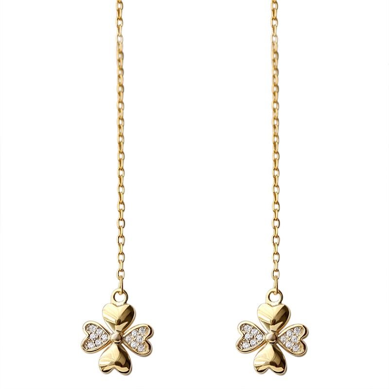 Cubic Zirconia Four Leaf Clover 925 Sterling Silver Earrings