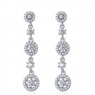 Cubic Zirconia Circles 925 Sterling Silver Dangling Earrings
