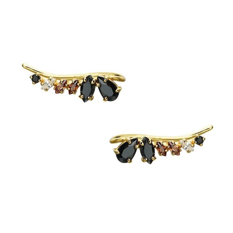 Unique Fading Cubic Zirconia 925 Sterling Silver Climbing Earrings