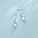 Hollow Star Cubic Zirconia Ring 925 Silver Dangling Earrings