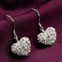 Heart Romantic Love White 925 Sterling Silver Hook Earrings