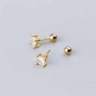 Simple Square CZ 925 Sterling Silver Stud Earrings