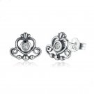 Elegant Pumpkin Car 925 Sterling Silver White CZ Stud Earrings