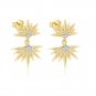 Elegant Shining Golden CZ Sunshine Silver Necklace Stud Earrings