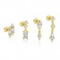 Baguette Rhombus CZ 925 Sterling Silver Dangling Earring (Single)