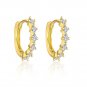 Simple Shining Oval CZ 925 Sterling Silver Hoop Earrings