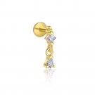 Golden Geometry Oval Rhombus CZ 925 Sterling Silver Dangling Earrings