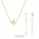 Graduation Shining CZ Crescent Moon Star 925 Sterling Silver Necklace