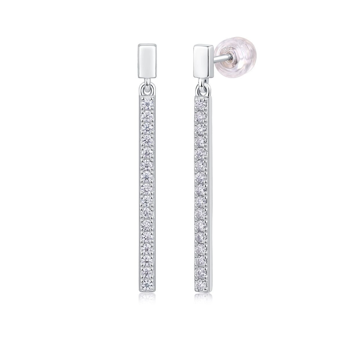 Geometry Square Moissanite CZ Tassels 925 Sterling Silver Dangling Earrings