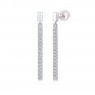 Geometry Square Moissanite CZ Tassels 925 Sterling Silver Dangling Earrings