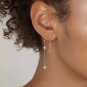 Blue White CZ Shining Star Crescent Moon Silver Dangling Earring (Single)