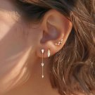 Golden CZ Tree Branch 925 Sterling Silver Stud Hoop Dangling Earrings Set