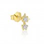 Party Golden Shining CZ Star 925 Sterling Silver Stud Earrings