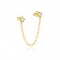 Party Golden Shining CZ Star 925 Sterling Silver Stud Earrings