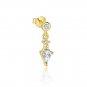 Golden Round Waterdrop Heart CZ Tassels Silver Dangling Earrings