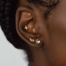 CZ Star Bow-knot Crescent Moon Flower Waterdrops Silver Dangling Earrings
