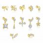 CZ Star Bow-knot Crescent Moon Flower Waterdrops Silver Dangling Earrings