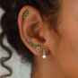 Geometry Green CZ Crown Waterdrop 925 Sterling Silver Stud Earrings