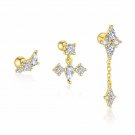 Elegant Geometry CZ Rhombus 925 Sterling Silver Stud Earrings
