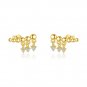 Office Gold Round Beads CZ 925 Sterling Silver Stud Earrings
