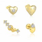 Girl Gift CZ Heart Arrow 925 Sterling Silver Dangling Earrings