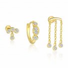 Beautiful Geometry Round CZ Tassels 925 Sterling Silver Earring (Single)
