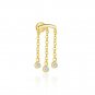 Beautiful Geometry Round CZ Tassels 925 Sterling Silver Earring (Single)