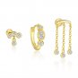 Beautiful Geometry Round CZ Tassels 925 Sterling Silver Earring (Single)