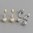 Holiday Mini CZ Heart 925 Sterling Silver Screw Stud Earrings
